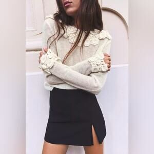 NWT Zara Alpaca and Wool Blend Floral Sweater